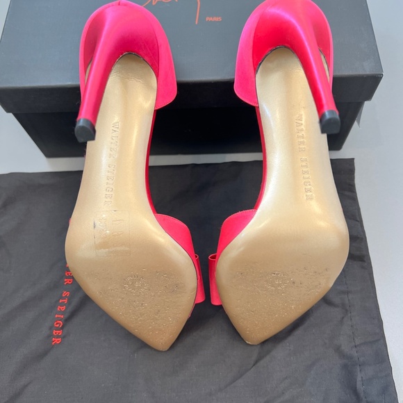 Hot Pink Walter Steiger Paris Satin Heels. - Picture 5 of 12